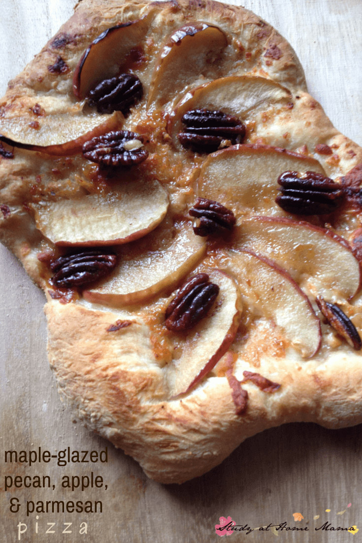 Maple-glazed pecans, apple, and parmesan pizza - delicious and easy homemade pizza recipe