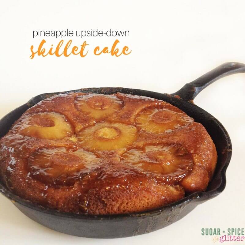 Pineapple Upside down cake in a skillet - what a fun twist on a classic summer dessert