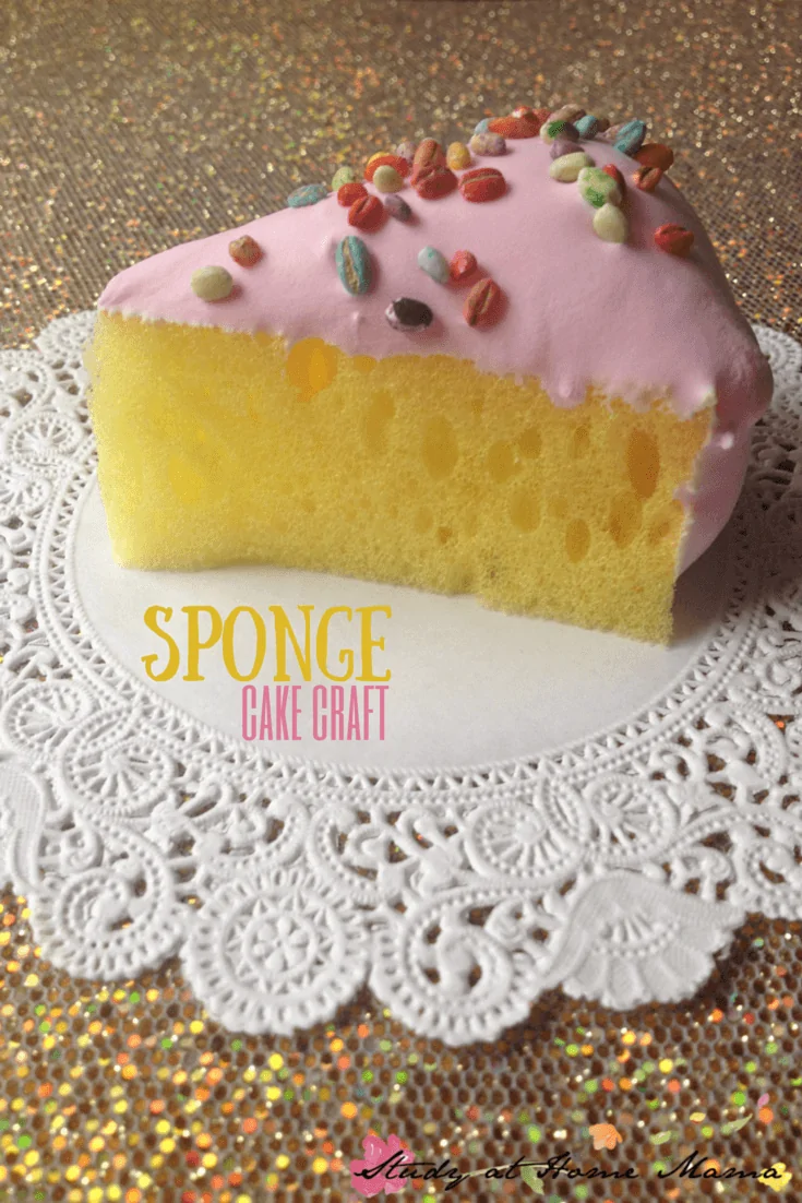 This Sponge Cake Craft is such a cute birthday craft idea for kids! Perfect for a tea party or unbirthday celebration - an easy craft for kids! Kids Craft Ideas