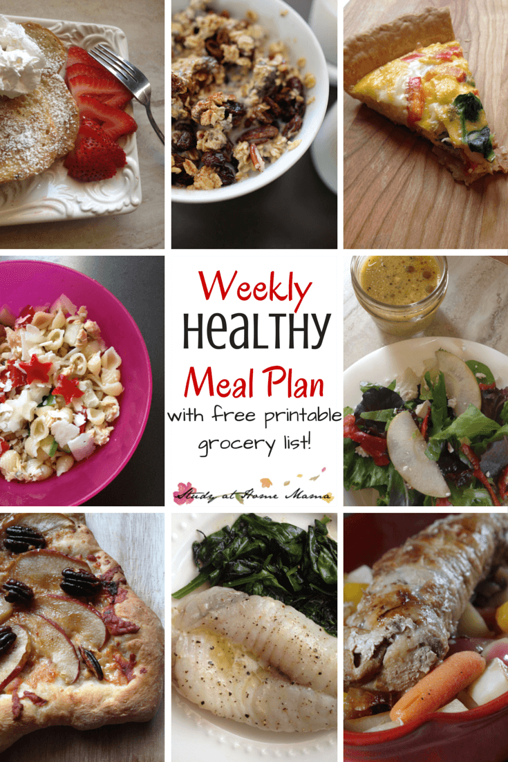 7-day Healthy Meal Plan with free printable grocery list and printable meal plan. Easy healthy recipes to keep your family happy and fed all week long