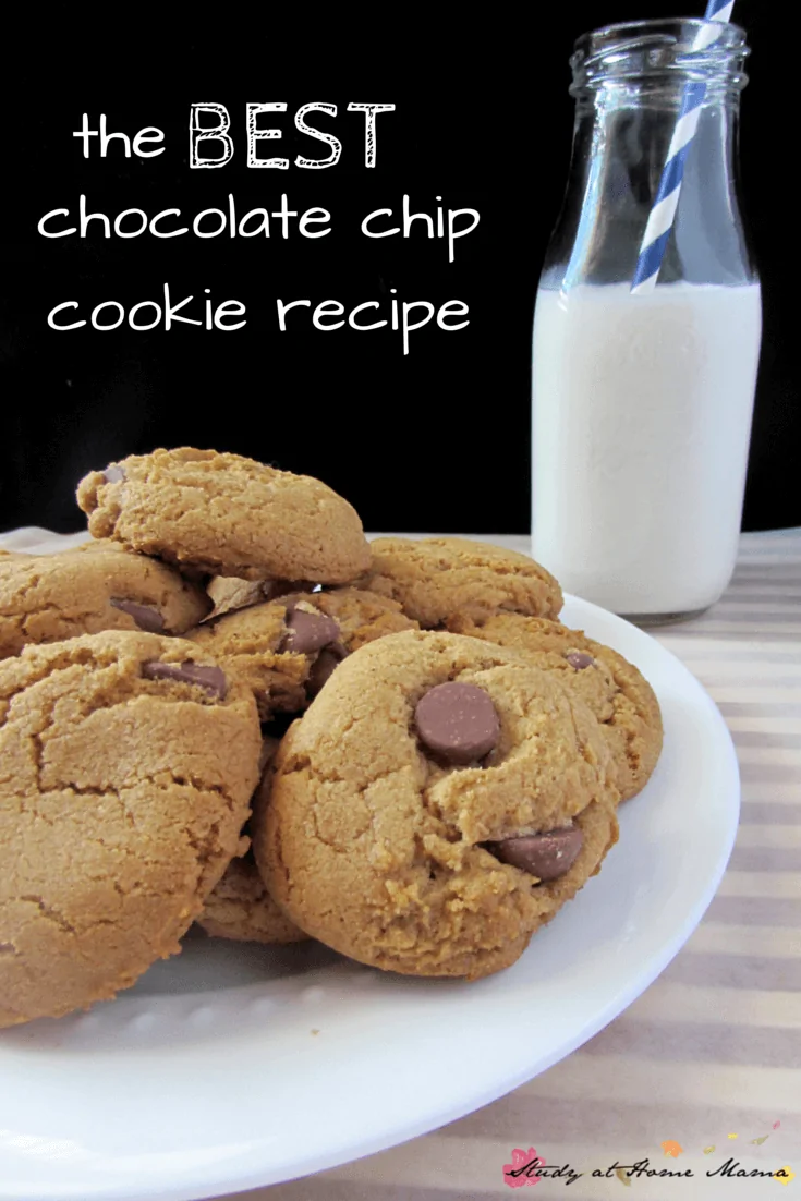 The BEST Chocolate Chip Cookie Recipe -- there are some ingredients in these chocolate chip cookies that I would have never guessed! Caramelly, chocolatey, buttery goodness!