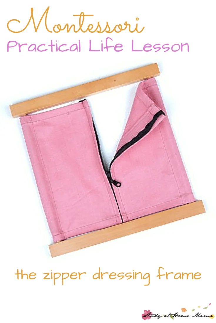 Montessori Practical Life Lesson: The Zipper Dressing Frame, teach your child how to do up zippers with this simple practical life lesson