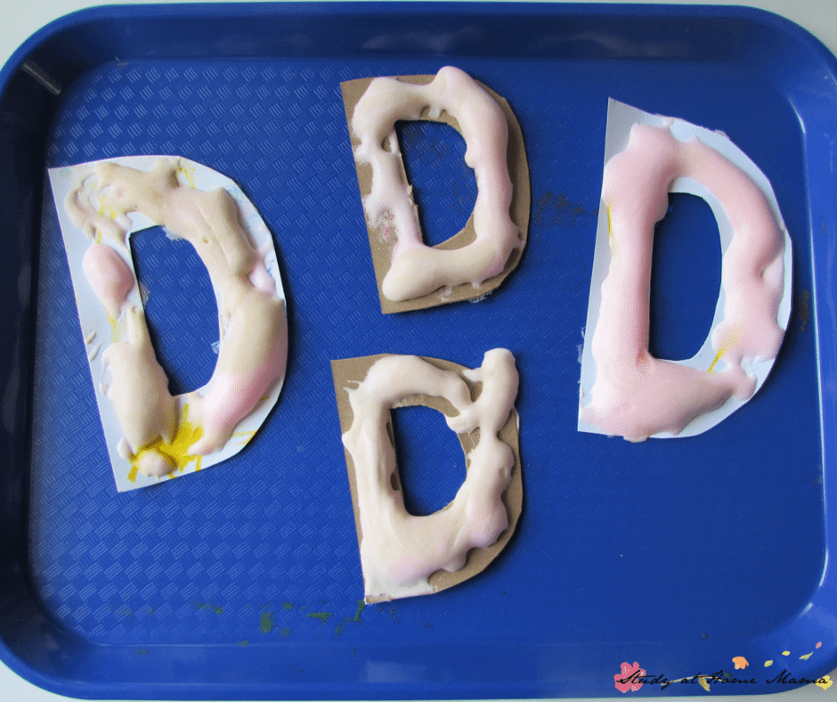 D is for Donut craft made with homemade puffy paint - part of a mini donut unit study