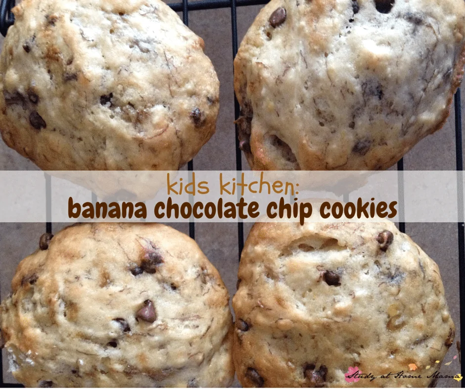 Kids Kitchen: Soft Banana Chocolate Chip Cookies are the perfect cookie for kids to make - no mixers required!