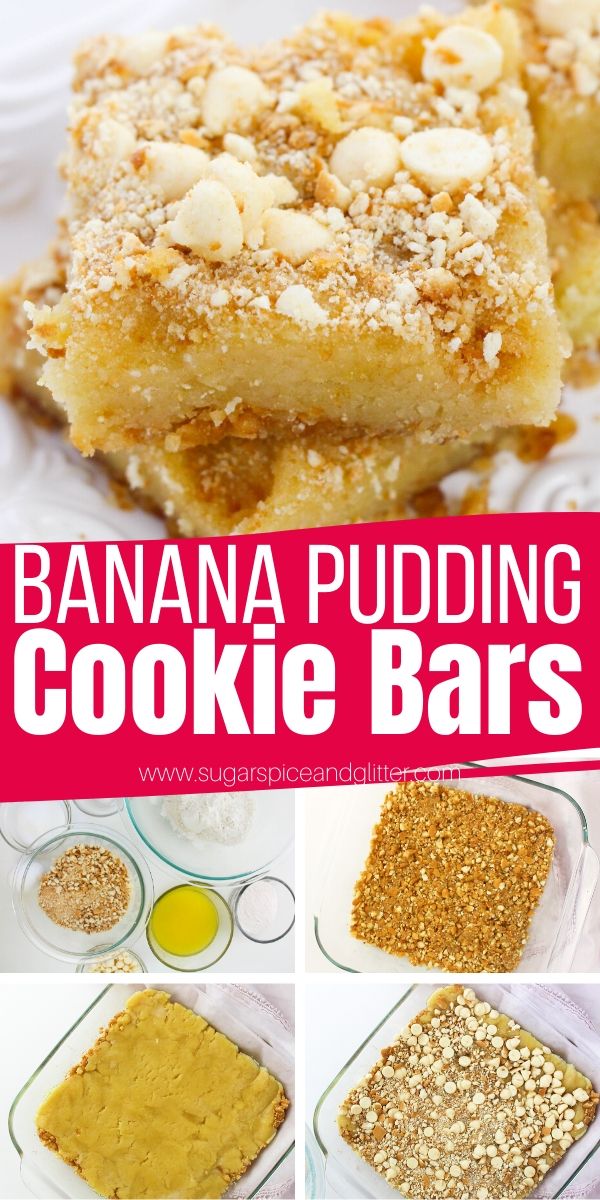 How to make banana pudding cookie bars, a simple cookie bar recipe with all of the flavors of a delicious banana pudding - without the mess!