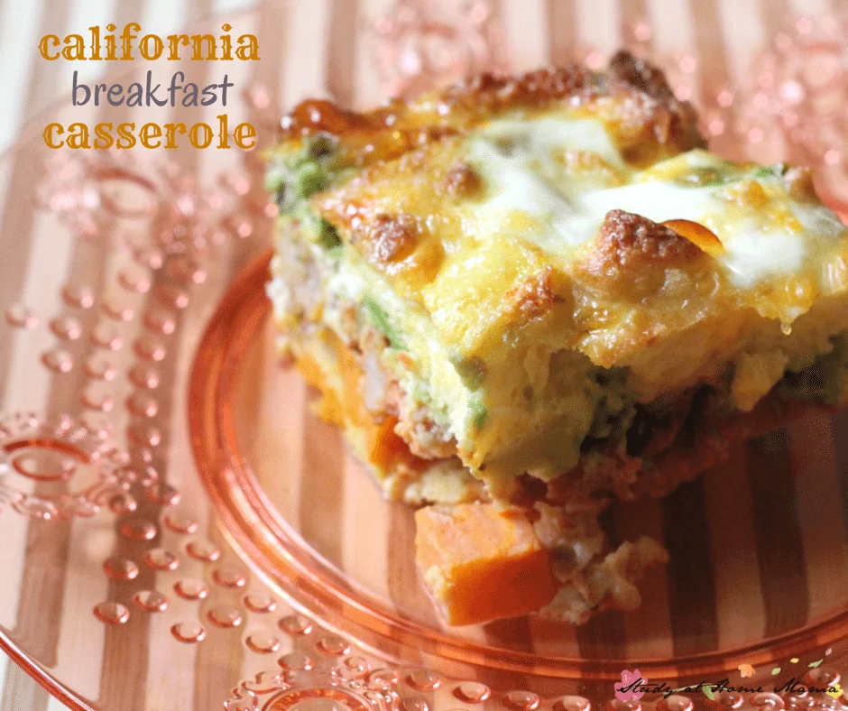 Easy healthy recipe for a quick breakfast casserole, this California breakfast casserole can be made the night beore, making your morning routine run a lot smoother - as long as you remember to put it in the oven!