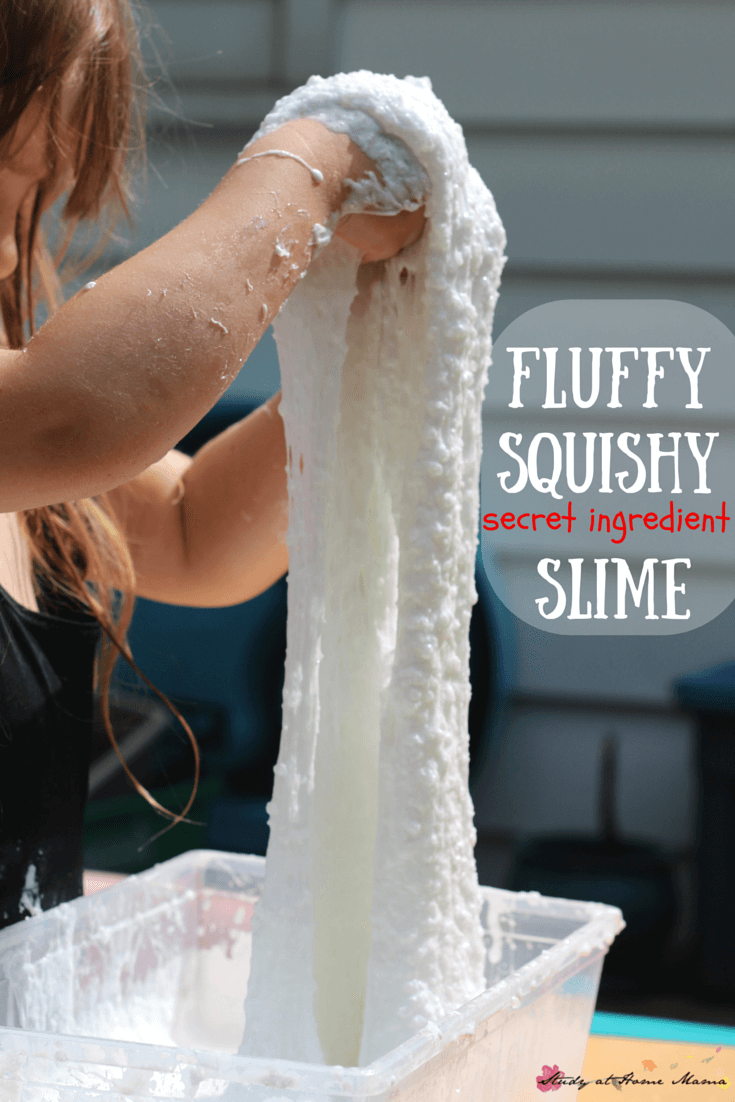 Fluffy Squishy (Secret Ingredient) Slime - this sensory activity for kids uses one unconventional ingredient to make the best slime recipe ever! Your kids will love squishing and stretching this secret ingredient slime!