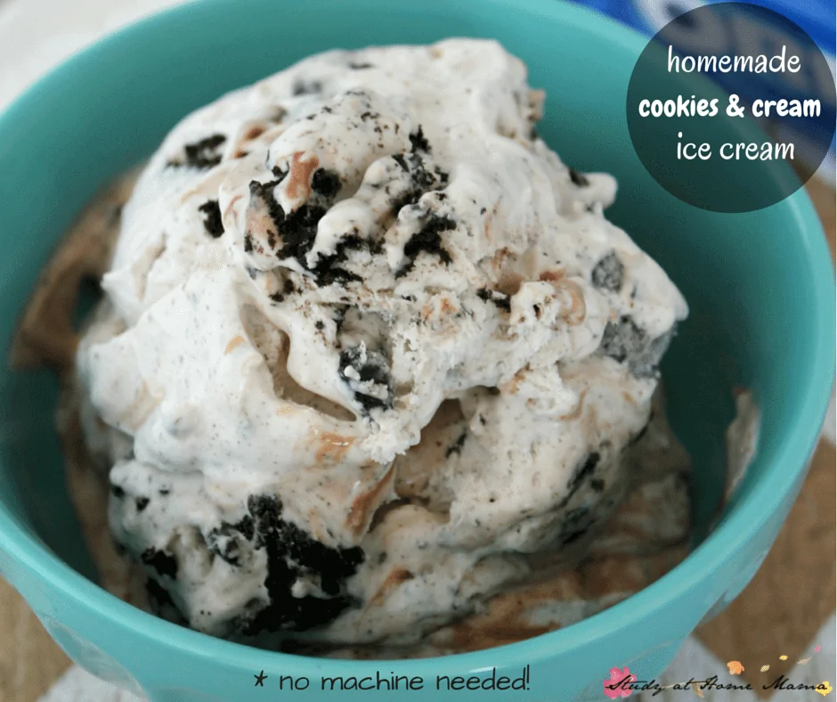 Easy Homemade Ice Cream Recipe for Cookies & Cream, no ice cream machine recipe