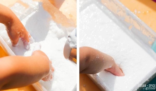 Hand mixing the fluffiest, stretchiest, squishiest slime EVERY! A great sensory activity for kids!