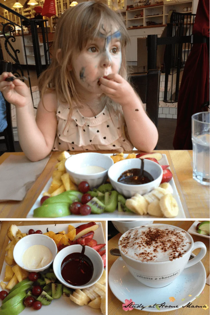 Juliet et Chocolat - one of our top ten restaurants for foodie families in Montreal! Loved their fondue and cafe mocha!