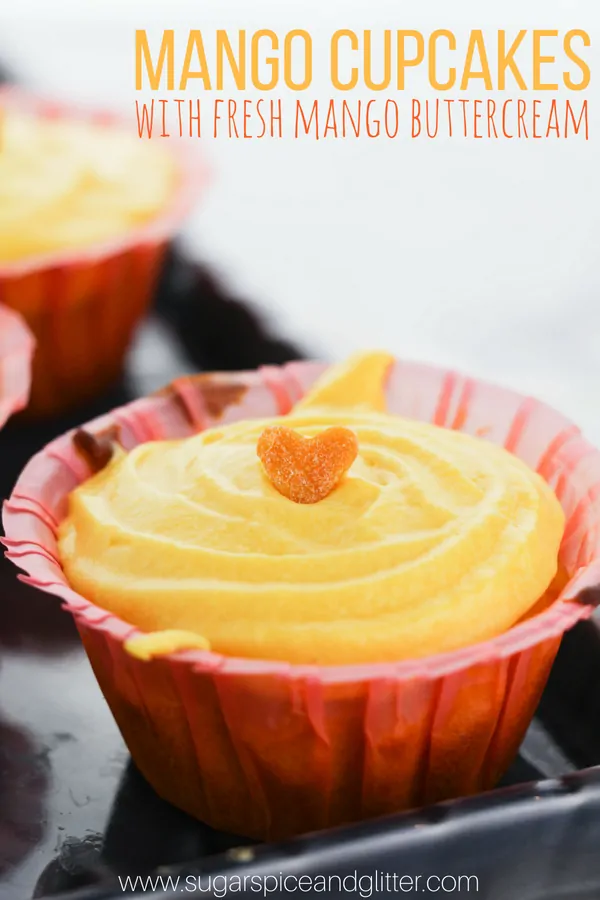 Mango Cupcakes with Fresh Mango Buttercream