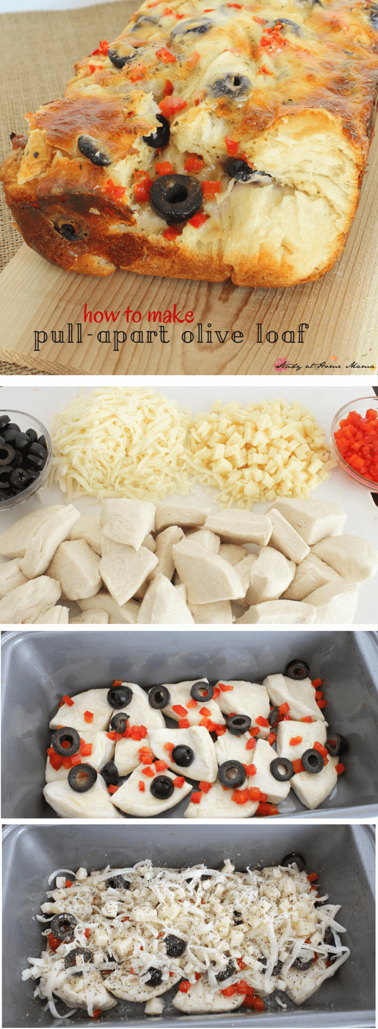 HOW TO MAKE PULL-APART BREAD. Easy Healthy Recipe for Homemade Bread: This Olive Pull-apart Loaf is an quick appetizer your whole family will love!