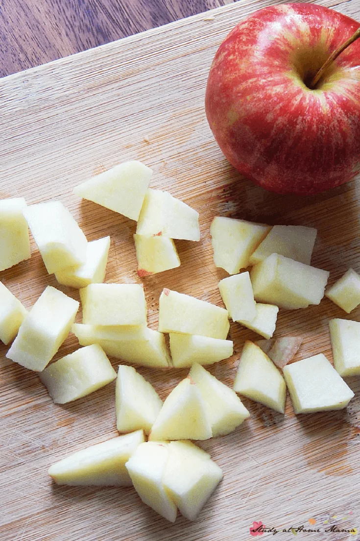 Chopping apples for a 15-minute curry recipe - the perfect quick supper idea