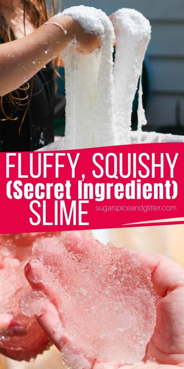 How to make the squishiest, stretchiest, fluffiest slime - with a very unconventional ingredient! This thick slime recipe makes 10 cups of slime so it's perfect for a crowd!