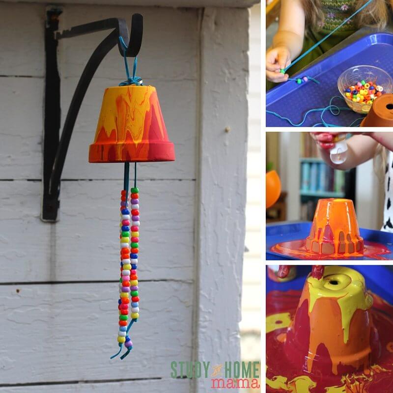 An easy-set-up kids craft idea - this garden wind chime will be beautiful in your garden or as a homemade gift