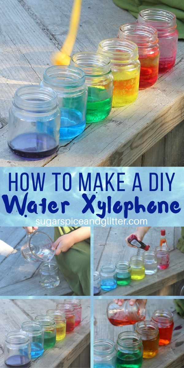 This DIY Rainbow Water Xylophone experiment combines science, math, art and music! It's great for toddlers, preschoolers and elementary-aged kids, and you can make it with materials you already have in the house.