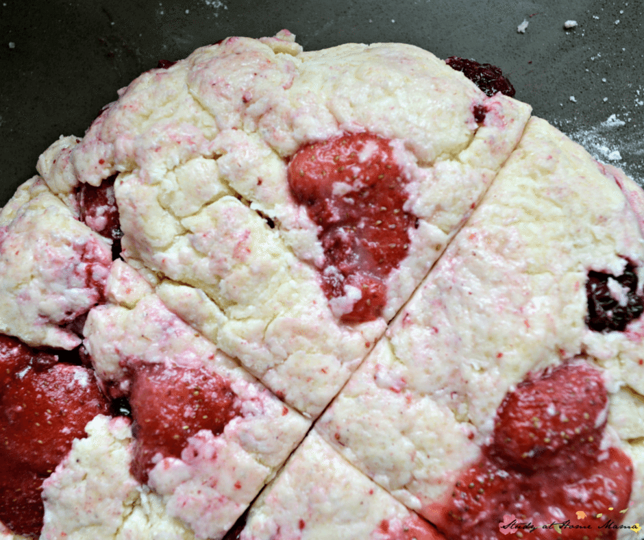 Portion out your berry scones before baking to reduce crumbs when serving