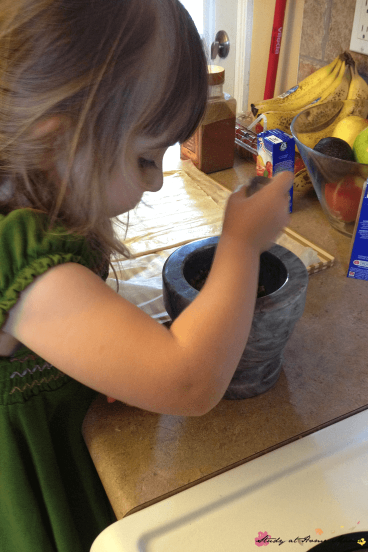 A mortar and pestle is one of our top 40 kids' kitchen tools