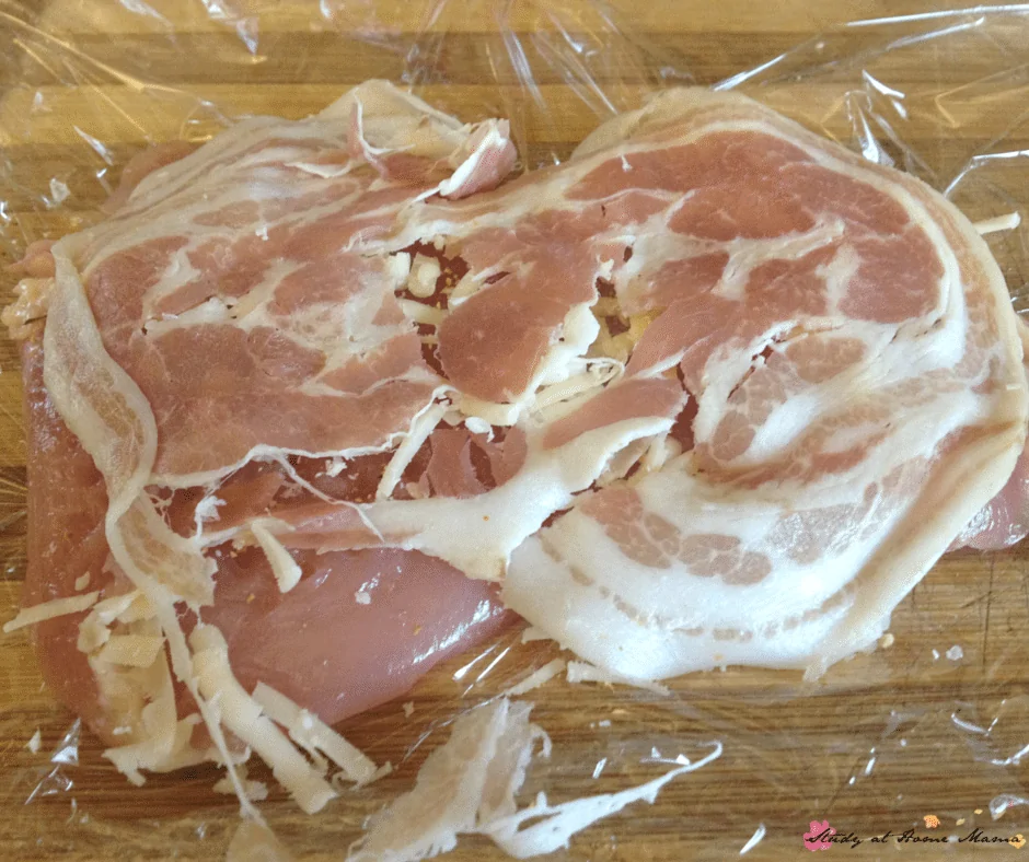 Easy Healthy Recipe: Prosciutto and Parmesan Chicken prepared in the kids kitchen and ready to cook!