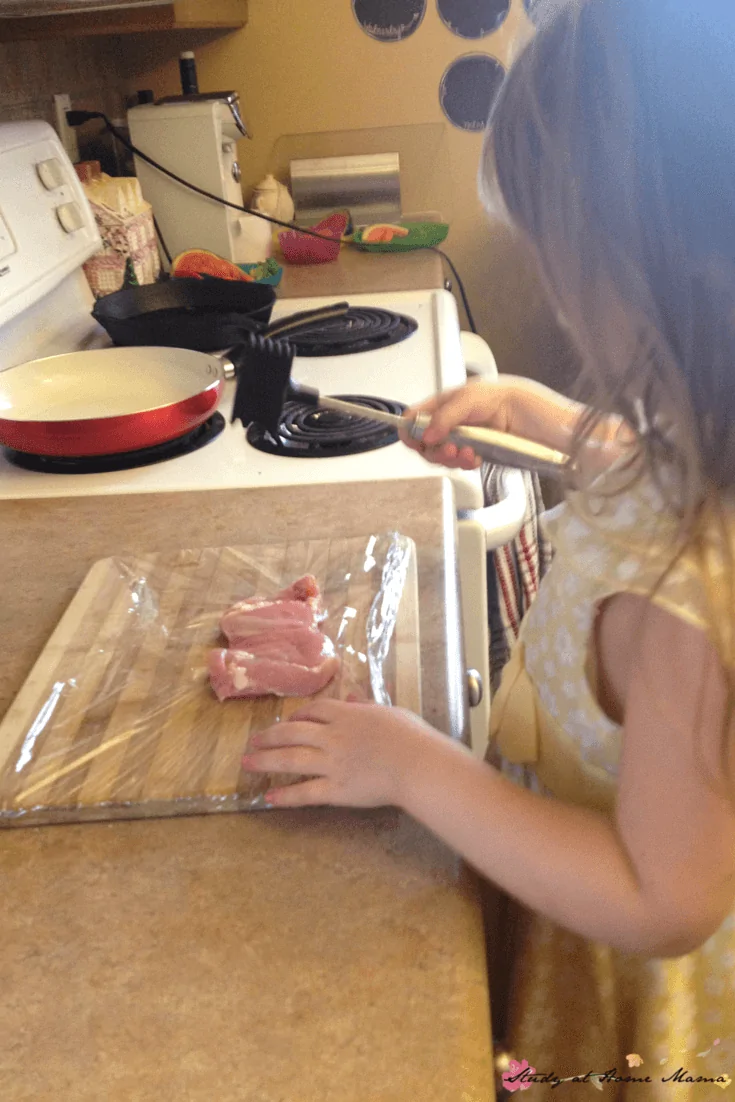Kids Kitchen: Hammering a chicken is not only fun, it helps tenderize the meat and allows for a quick cooking time