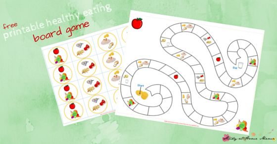 Kids Kitchen: Free Printable Board Game for Teaching Kids About Healthy Eating. Includes info on how much children should eat from each of the four food groups, and four different ways to play!