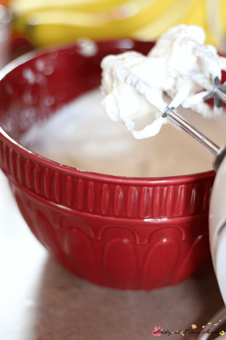 Homemade whipped cream is the first step to making this no-churn ice cream recipe for root beer float ice cream