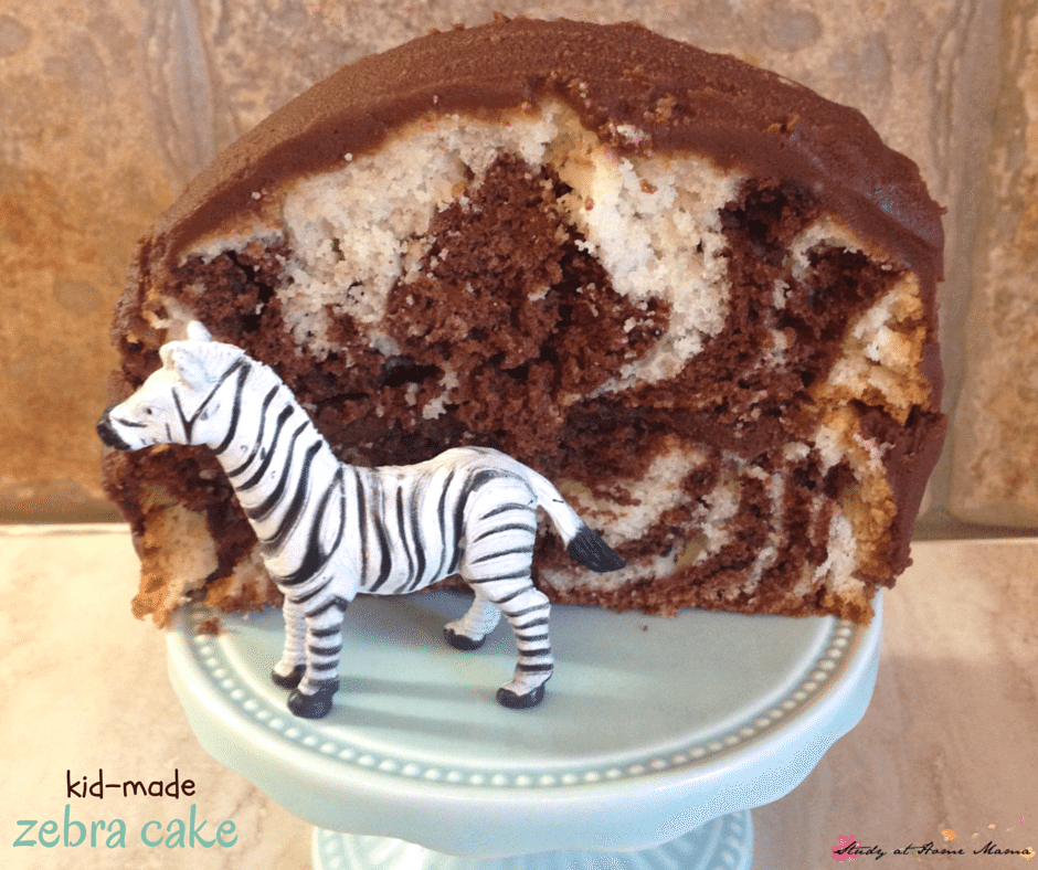 How to Make a Zebra Cake with Kids - a fun cake for kids to help bake, this zebra cake has wow factor without a lot of work!