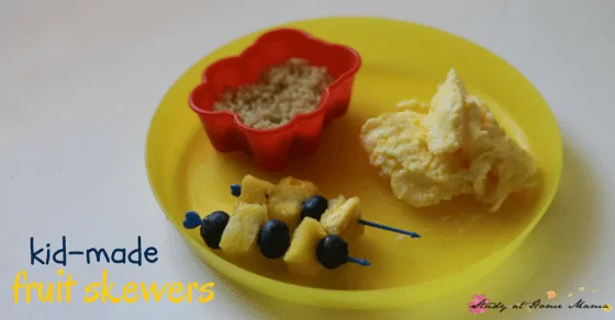 Kids Kitchen: Kids can make fruit skewers - an easy healthy snack idea for kids!