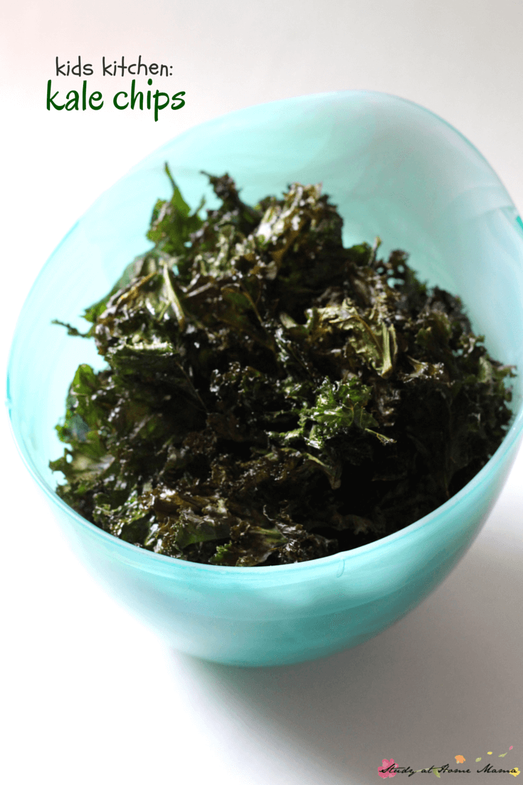 Kids Kitchen: Kale Chips - an easy healthy recipe for a snack that kids will love making as much as they enjoy eating!