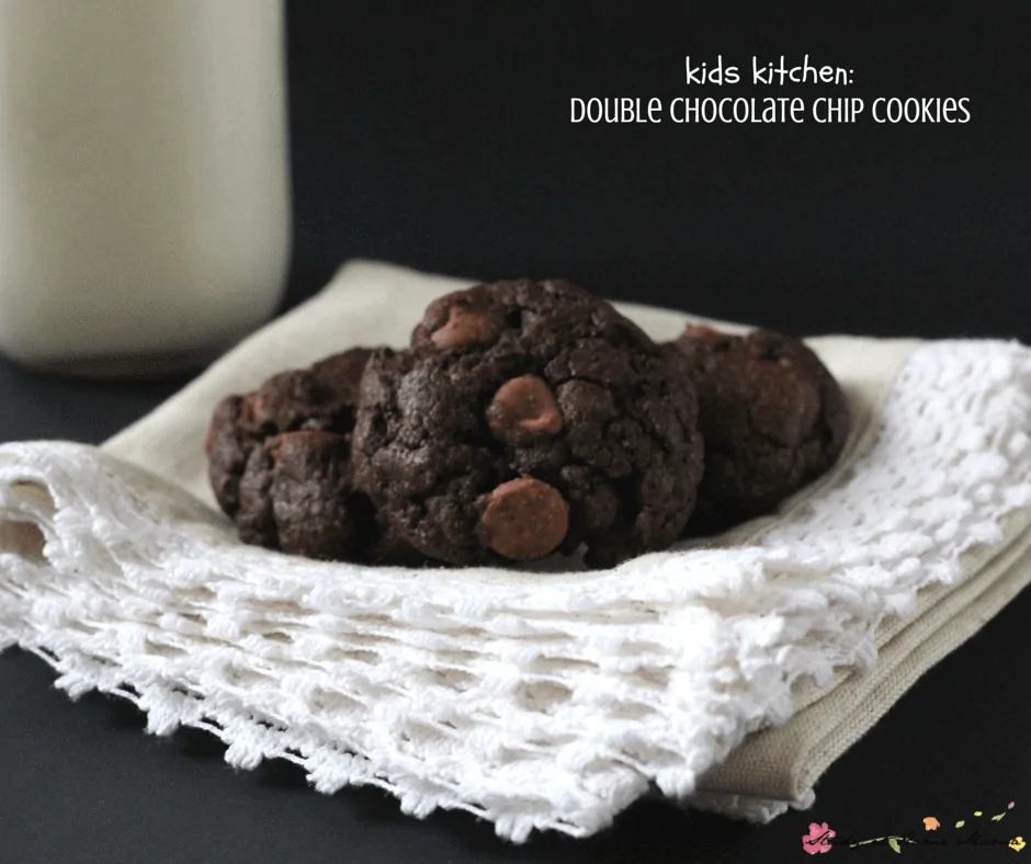 Kids Kitchen: Double Chocolate Chip Cookie Recipe made with brown butter - super easy and delicious cookie recipe that kids will love helping to make!