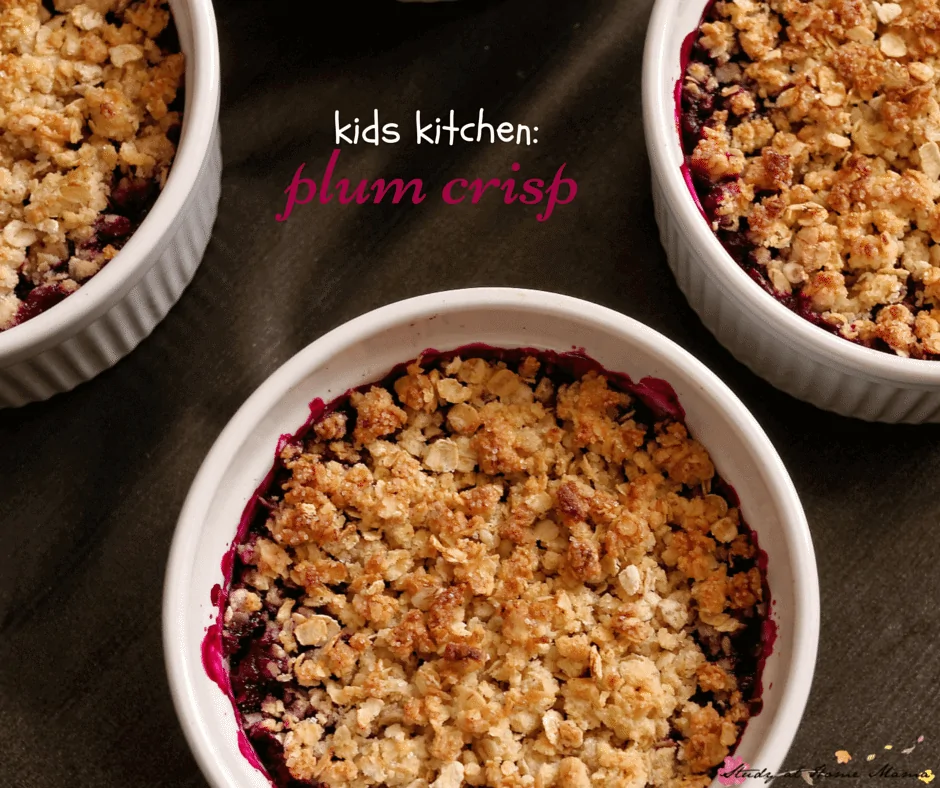 Kids Kitchen: Plum Crisp Recipe so easy that the kids can make it, so delicious that they'll want to eat it, and so healthy that you'll be okay with it!