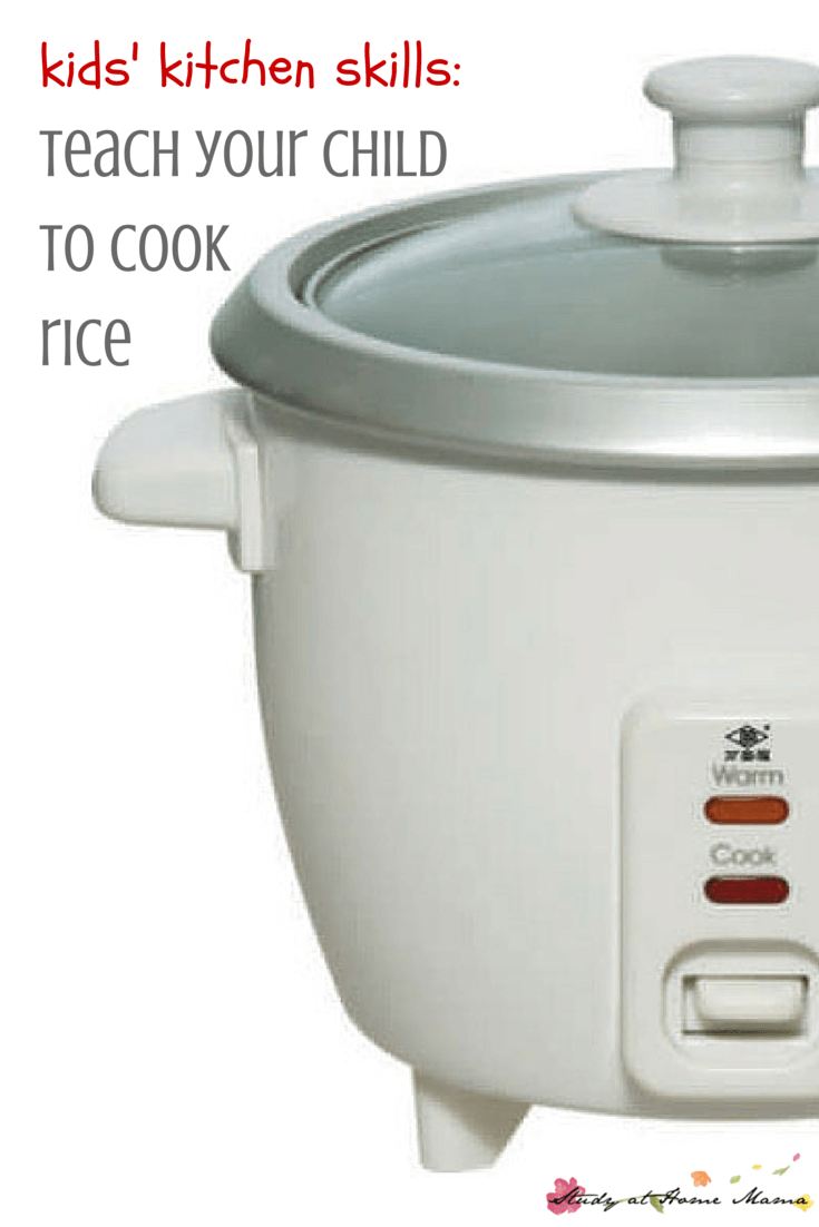 kids' kitchen skills: teach your child to cook rice using a rice cooker! Why didn't I think of this? This is the easiest first kitchen appliance to teach kids how to use - and much safer than a toaster!