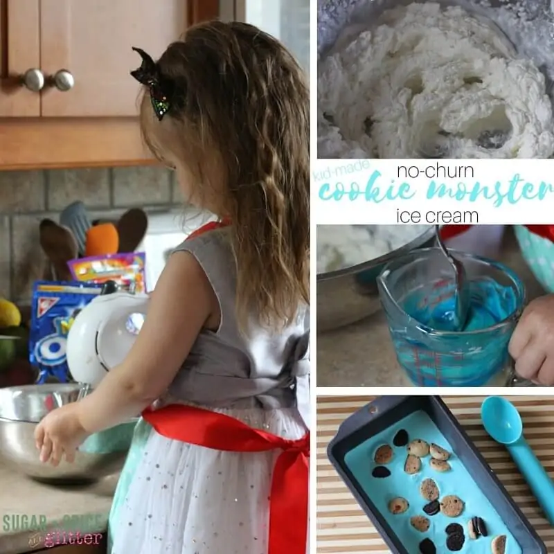 How to make no-churn cookie monster ice cream - an easy kids' kitchen recipe for summer dessert
