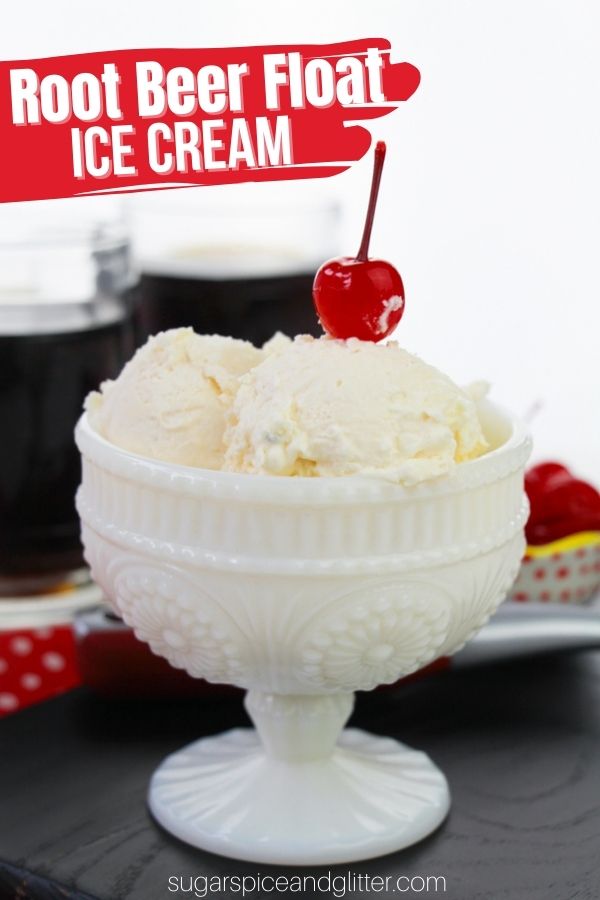 A creamy and delicious Root Beer Float Ice Cream you can make without an ice cream machine! No cooking, churning or fancy skills required - just 4 ingredients and a mixer.