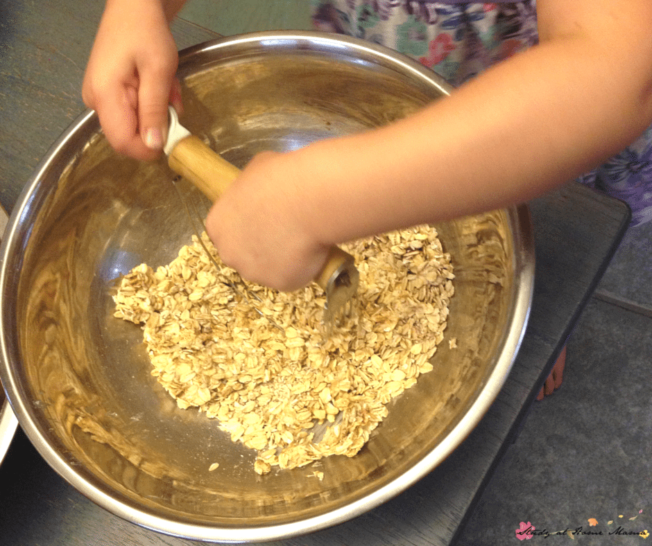 Making an easy healthy recipe for plum crisp with kids in the kitchen doesn't mean you need to have child-sized tools for every task