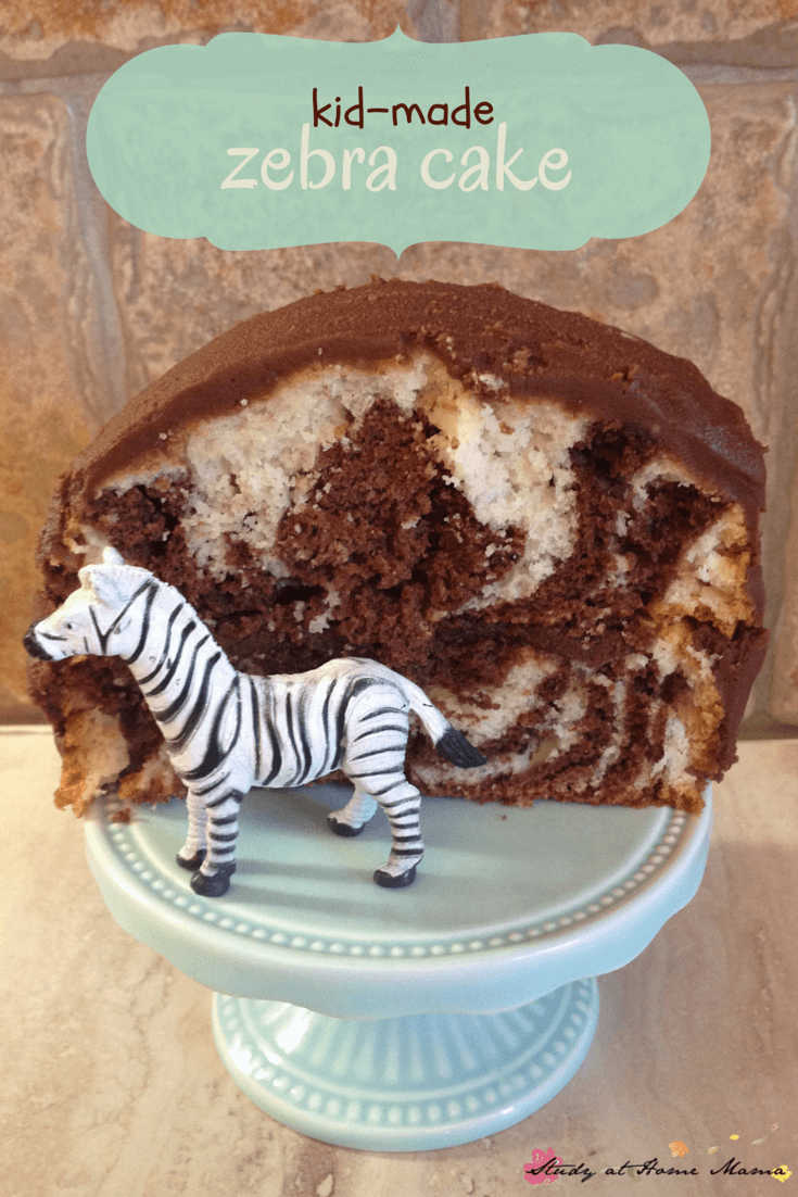 Kids Kitchen: How to Make a Zebra Cake with Kids - a fun cake for kids to help bake, this zebra cake has wow factor without a lot of work!