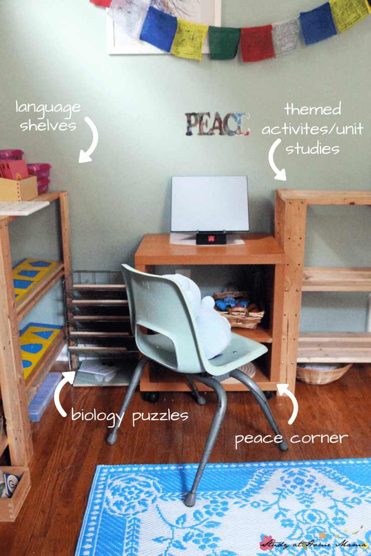 Our peace corner is an essential part of our homeschool room - check out the rest of our Montessori space!