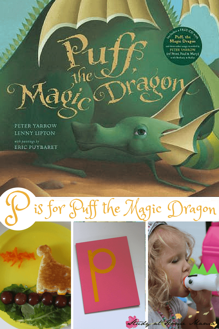 P is for Puff the Magic Dragon - these fun activities are great for a Puff the Magic Dragon book study, or you can use the beloved childhood classic to learn the letter "p" sound for teaching pre-readers - part of a learning phonics series