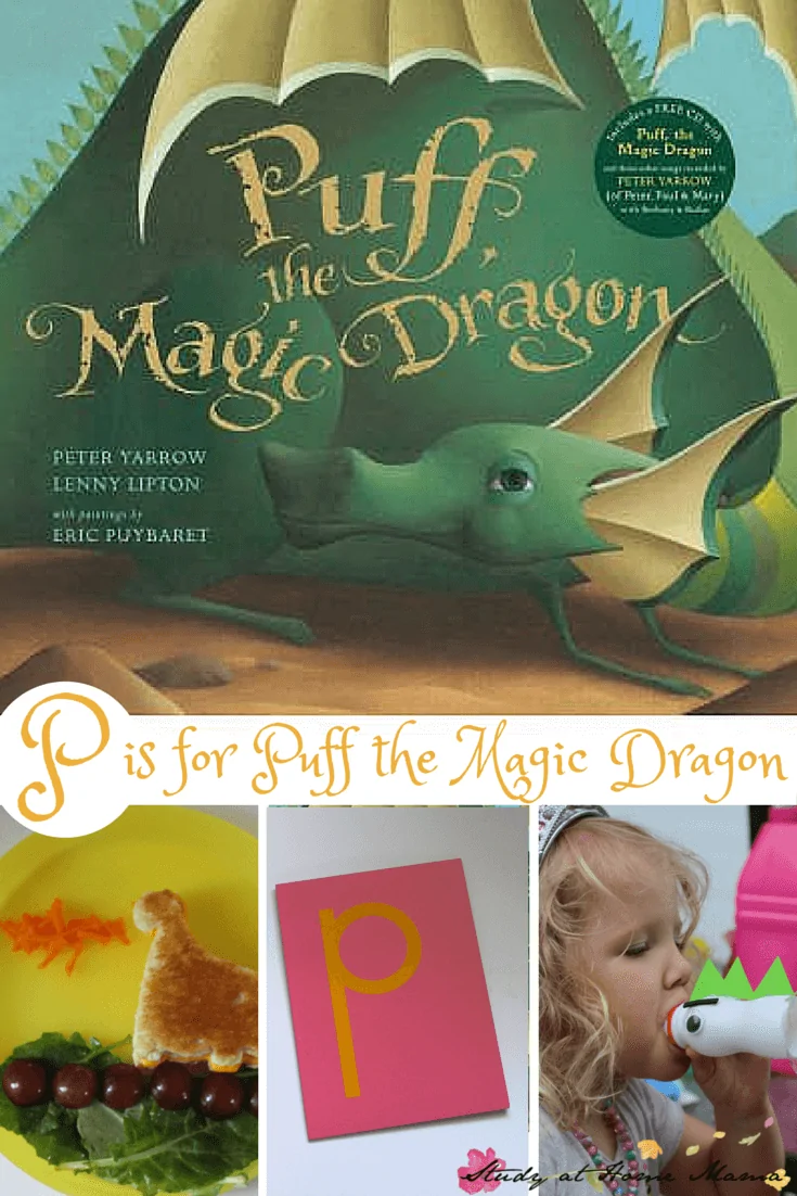 P is for Puff the Magic Dragon - these fun activities are great for a Puff the Magic Dragon book study, or you can use the beloved childhood classic to learn the letter "p" sound for teaching pre-readers - part of a learning phonics series