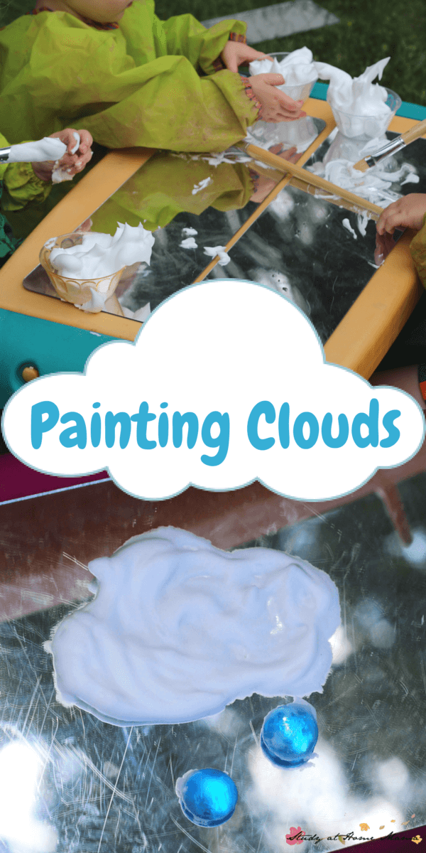 Painting Clouds with Shaving Cream: A great way to introduce represenational art through sensory activities for children