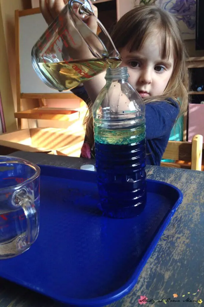 What happens when you mix oil and water together? Make your own science experiment to find out!