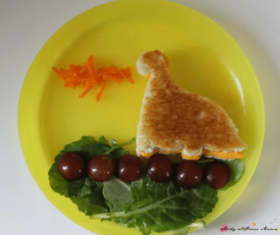 Easy, healthy dragon lunch or dinosaur lunch idea - cute kids lunch encourages children to eat their veggies!