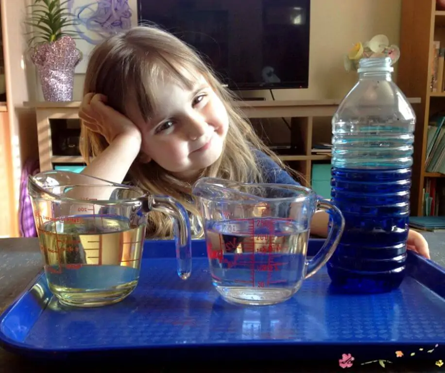 Materials needed for this simple oil and water science experiments for kids