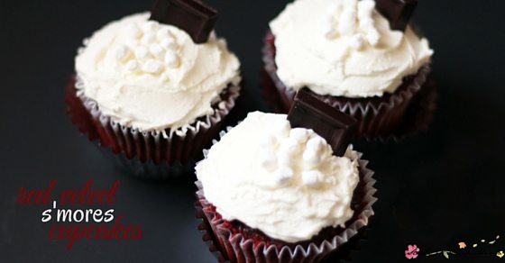 Red Velvet S'mores Cupcakes - rich, chocolate cake (dye-free) with a perfect marshmallow-cream cheese frosting. An easy dessert recipe with a huge wow factor and amazing taste.