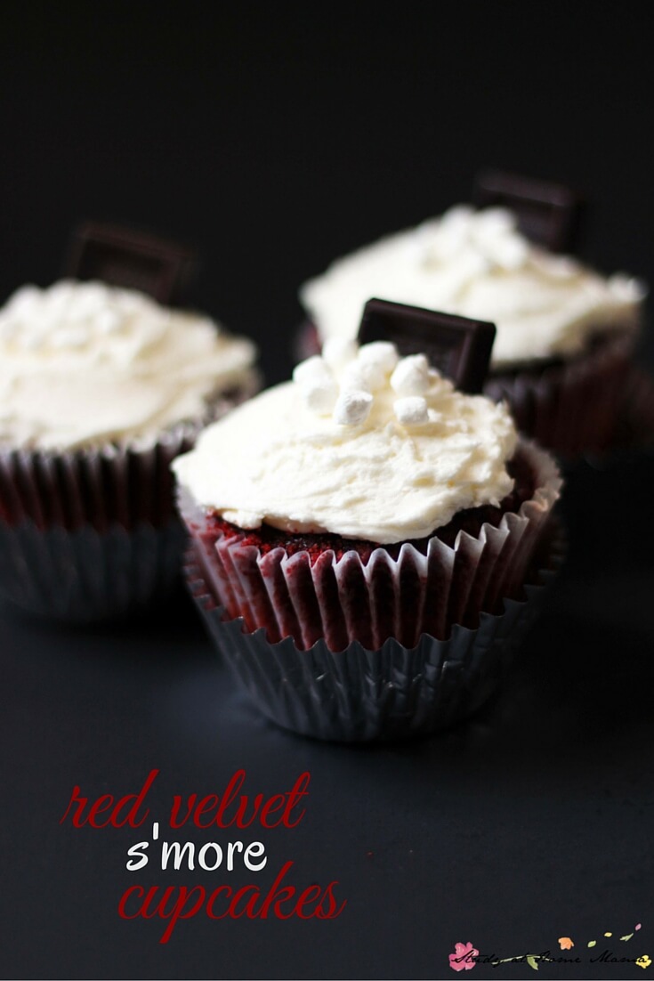 Red Velvet S'more Cupcakes - the perfect cupcake recipe when you want something a little bit different. These cupcakes are dye-free, moist, and chocolatey, with a marshmallow-cream cheese frosting. To die for.