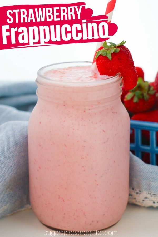 This decadent and delicious Strawberry Frappuccino recipe is made with no sugar or artificial flavors. Save calories and money by making this Healthy Strawberry Frappuccino at home!