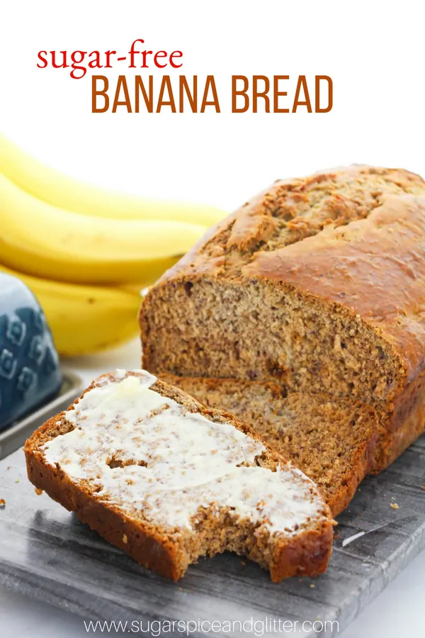 A quick and easy recipe for the BEST Sugar-free Banana Bread you will ever taste. This recipe uses honey and cinnamon to achieve a sweet flavor without processed sugar, plus packs a serious amount of dietary fibre!