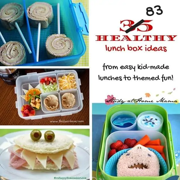 35 (83) Healthy Lunch Box ideas for kids - from easy ideas kids can make independently, to themed fun on those special days you want to give them a little surprise!
