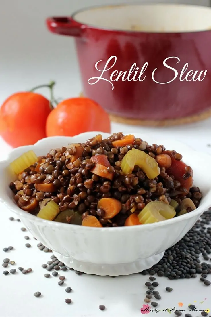 I love lentil recipes! This is an easy, healthy recipe for lentil stew, a great meatless comfort food for fall. A vegetarian recipe that will still please the most committed meat eaters