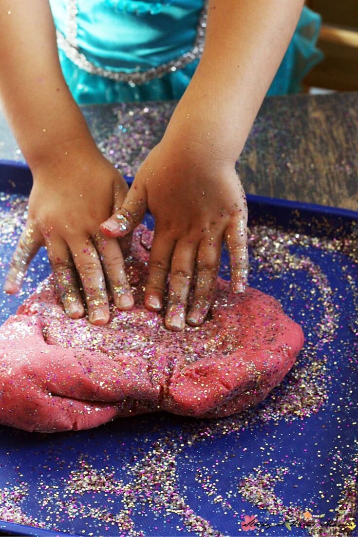 Sparkly Fairy Dust Play Dough - homemade play dough recipe for sparkle play dough